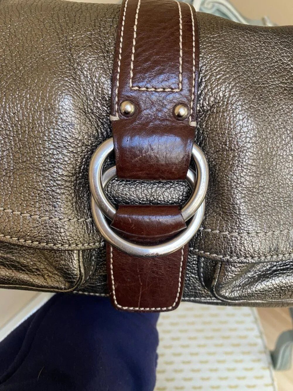 Vintage Coach Metallic Leather Chelsea Flap Bag